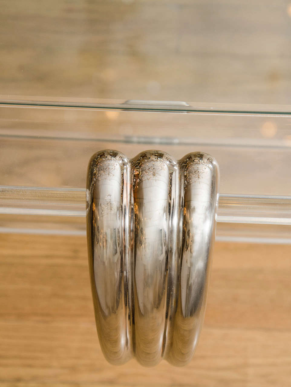 Two-Tier Lucite Coffee Table with Scroll Form Supports 1