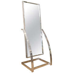 Standing Rectangular Chrome Mirror by Milo Baughman