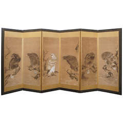 Japanese Screen with Hawks