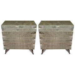 Pair of Bent Mirror Side Tables