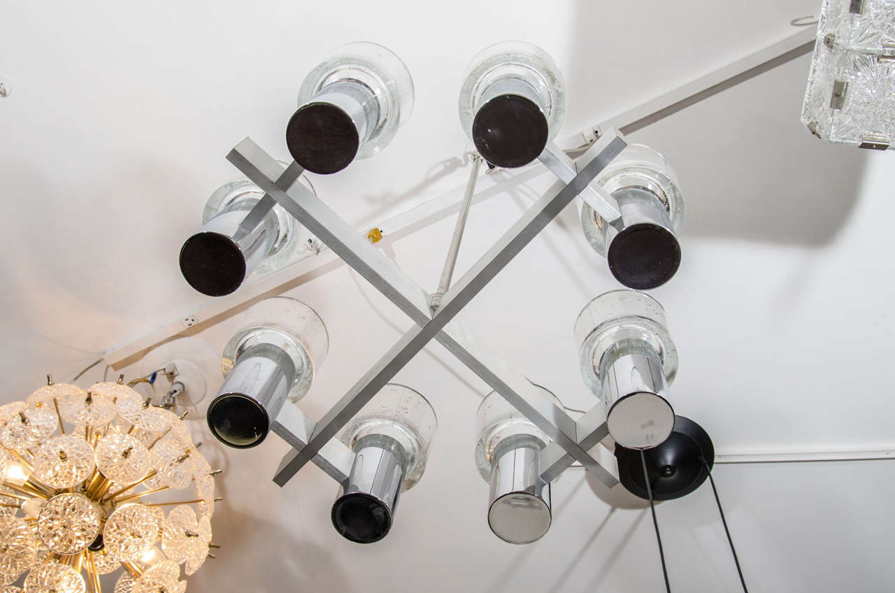 Chrome 1970s Modernist Chandelier