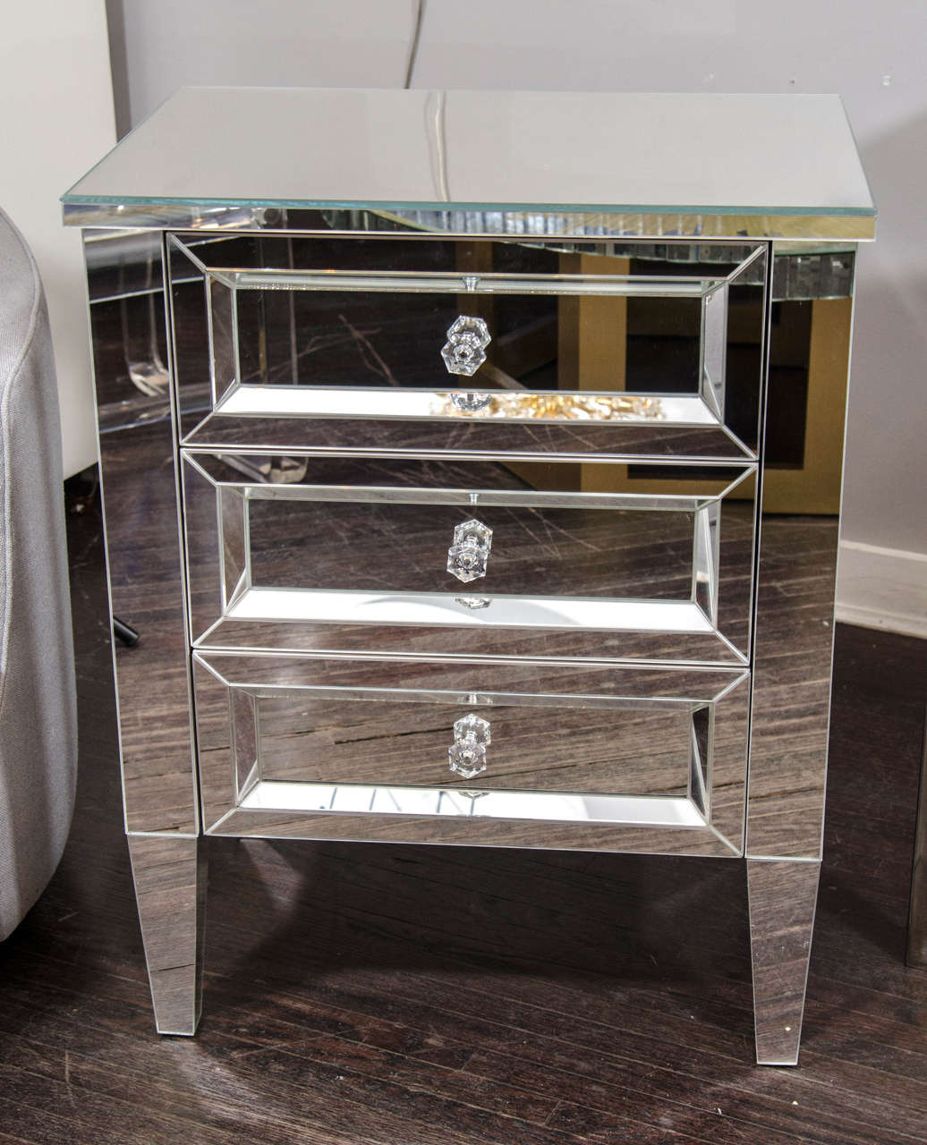 Custom 3Drawer Mirrored Nightstand at 1stDibs mirrored night stand