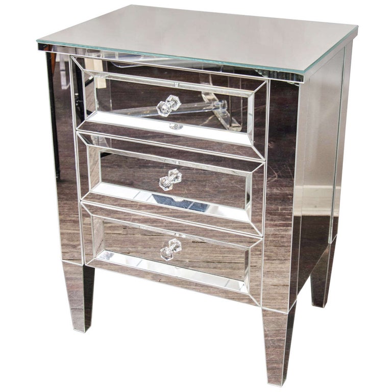 Custom 3Drawer Mirrored Nightstand at 1stDibs mirrored night stand