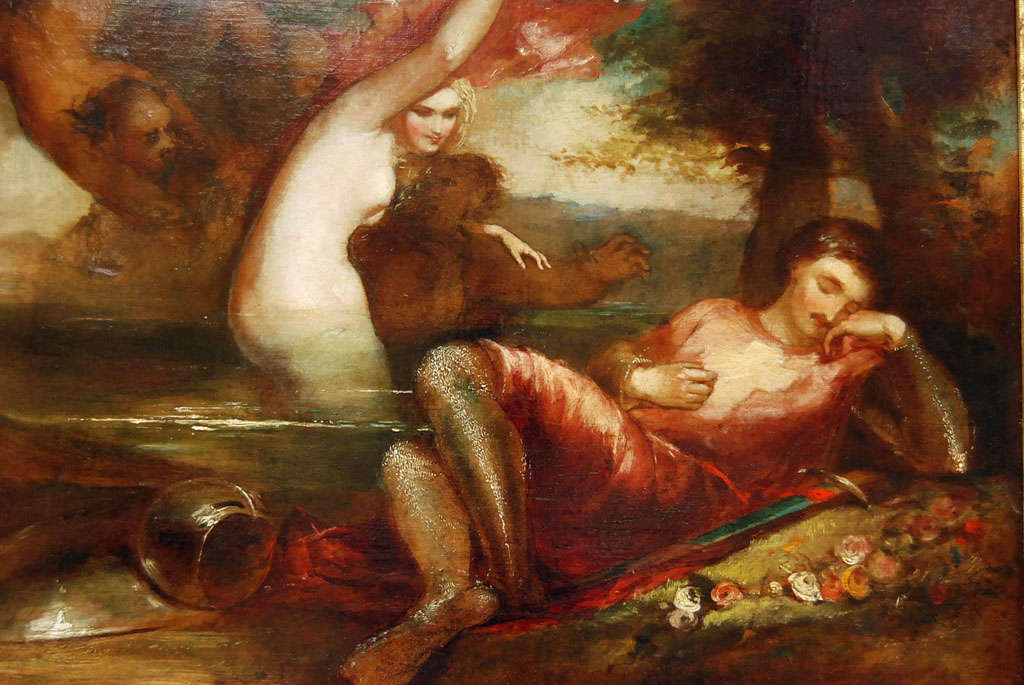19th Century A Painting Of King Arthur And The Lady Of The Lake