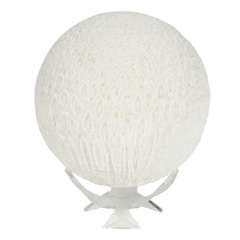 White Coral Orb on Lucite Stand