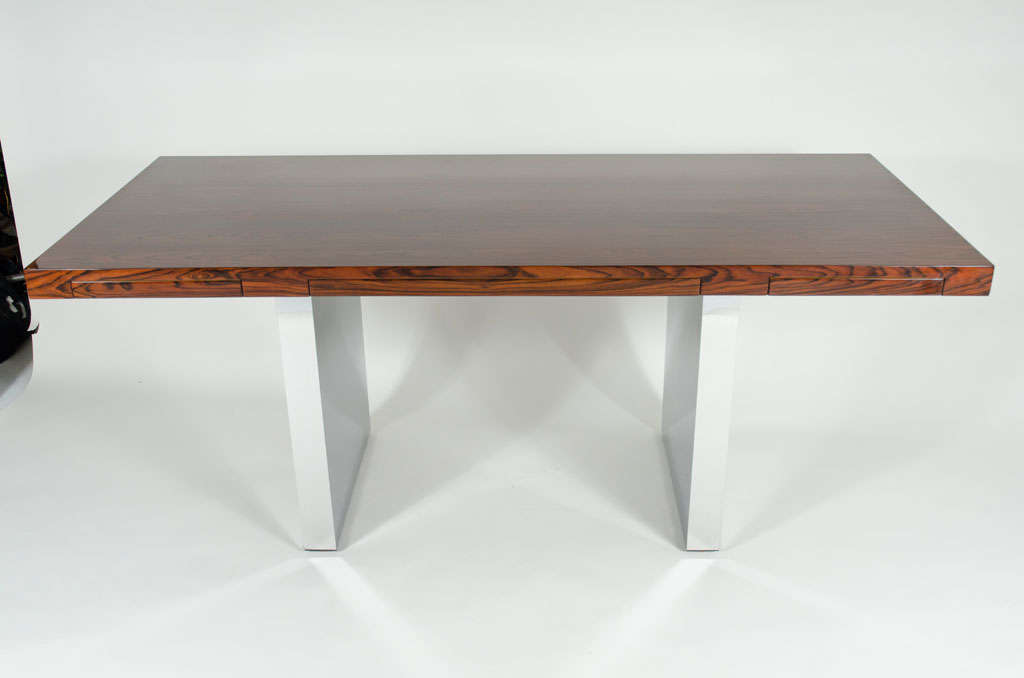 American Rosewood and Chrome Executive Desk by Roger Sprunger for Dunbar