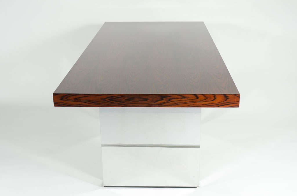 Late 20th Century Rosewood and Chrome Executive Desk by Roger Sprunger for Dunbar