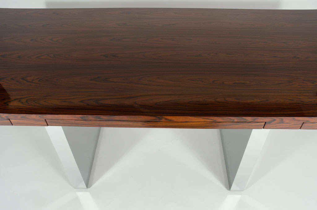 Rosewood and Chrome Executive Desk by Roger Sprunger for Dunbar 3