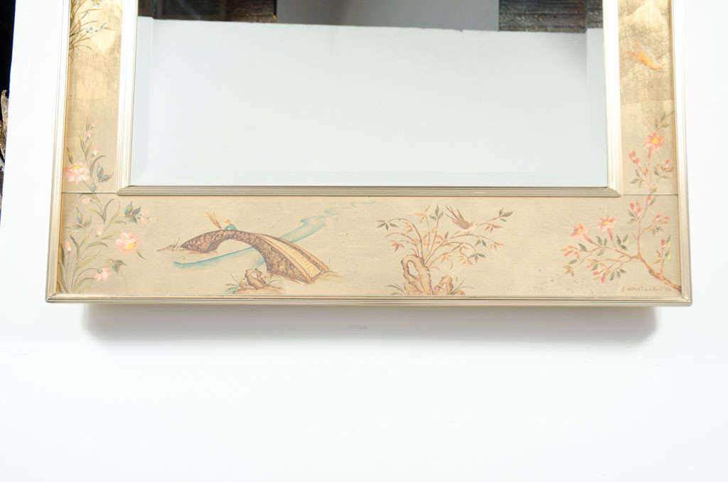 Late 20th Century Reverse Painted Glass Frame Trumeau by La Barge