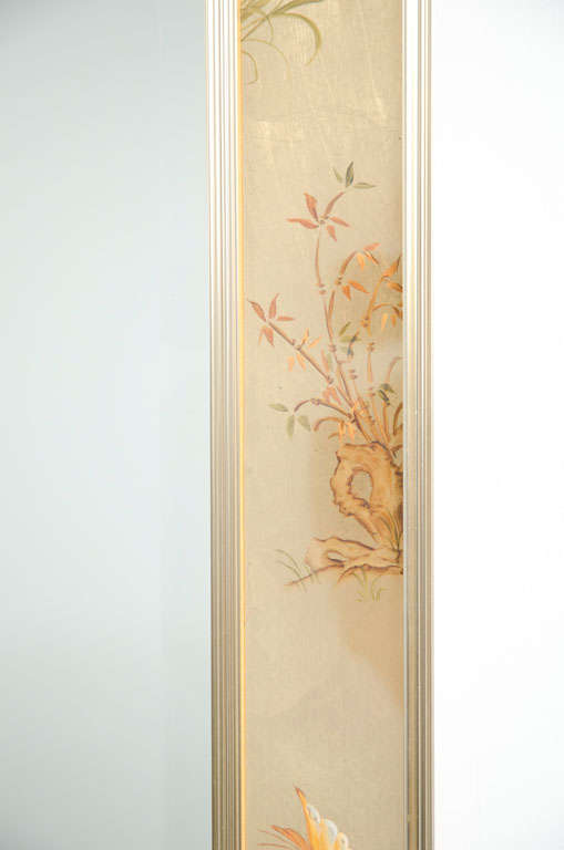 Mirror Reverse Painted Glass Frame Trumeau by La Barge
