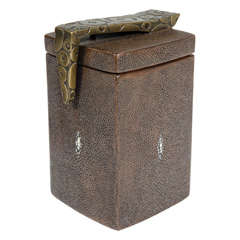 Tall Shagreen and Bronze Box by R 
Y Augousti