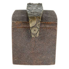 Shagreen and Bronze Decorative Cube Box by R 
Y Augousti