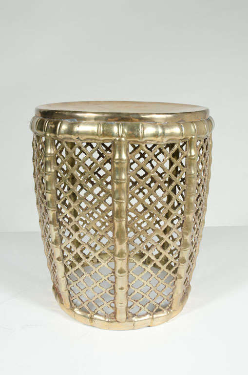Faux Bamboo and Wicker Brass Tabouret 4
