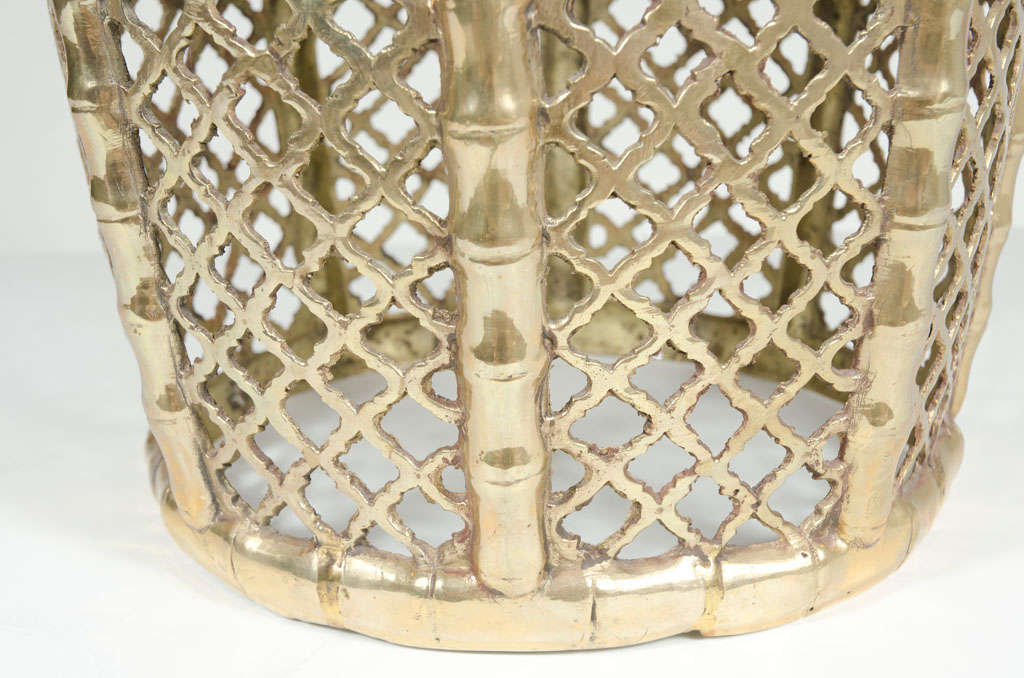 Faux Bamboo and Wicker Brass Tabouret 2