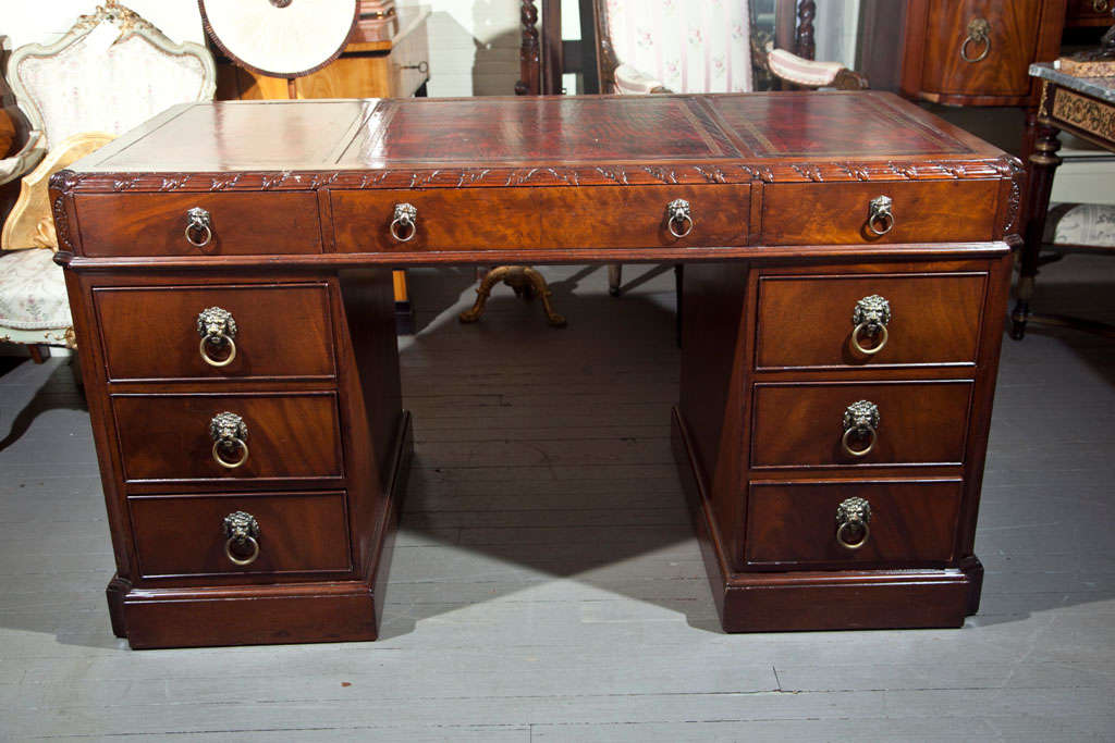 Mahogany Leather Top  Executive Desk