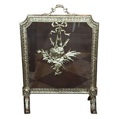 LOUIS  XVI STYLE BRASS FIRE SCREEN