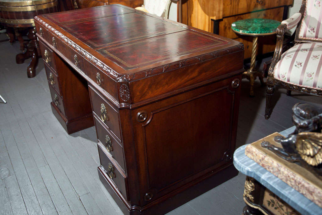 Mahogany Leather Top Executive Desk at 1stDibs
