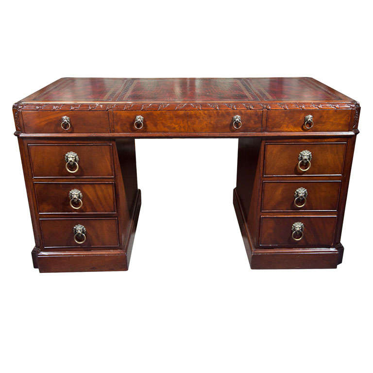 Mahogany Leather Top Executive Desk at 1stDibs