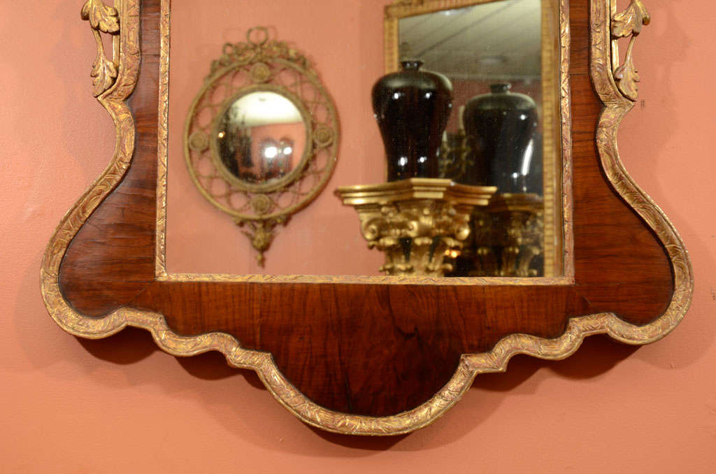 English Rare Pair of George II Scroll Top Mirrors