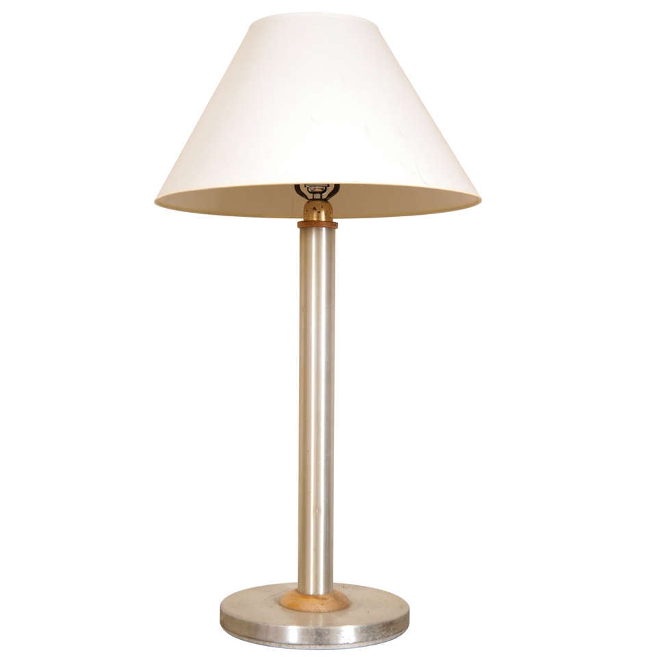 Brushed Aluminum Grand Table Lamp For Sale
