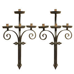 Pair Of French Iron Wall Sconces.