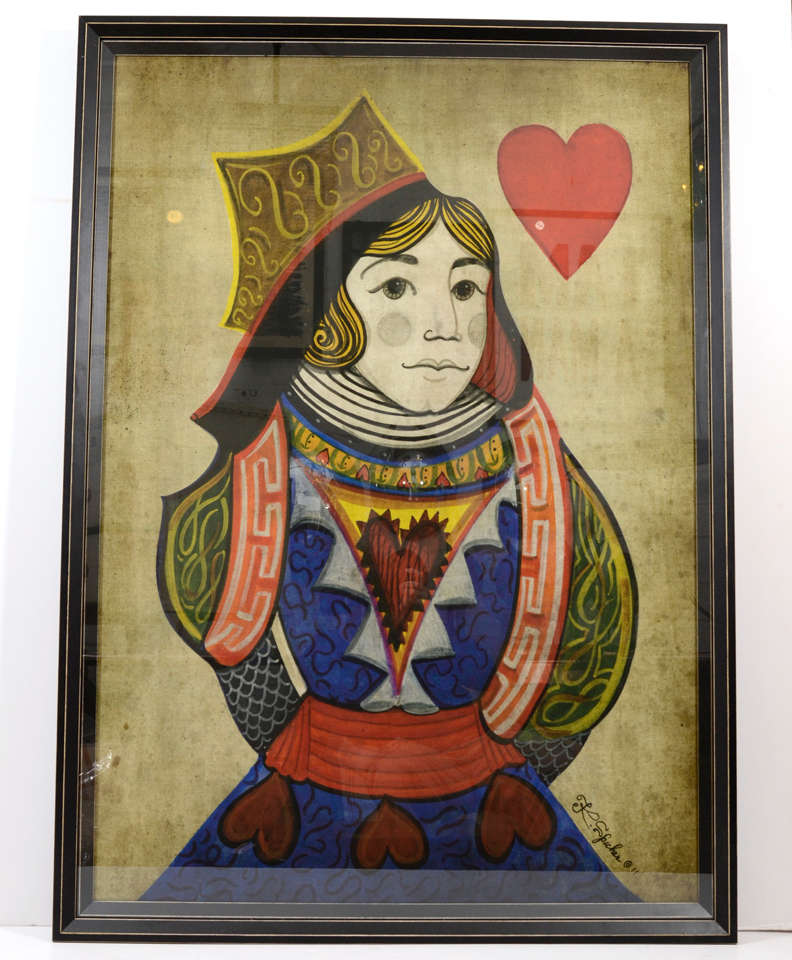 Unknown Silk Screen Print Queen of Hearts