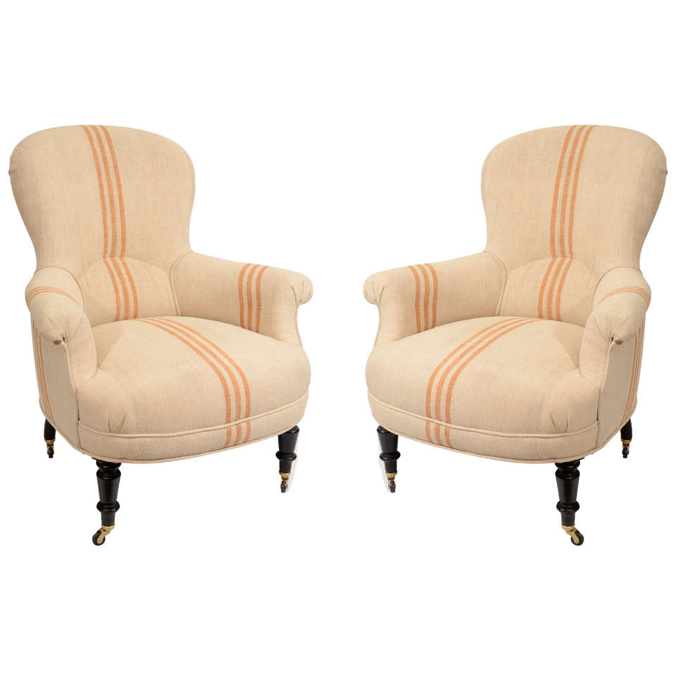 French Pair of Napoleon 1930s "Lollipop" Chairs