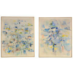 Vintage A Pair of  Abstract Composition of  Jørgen Sehested