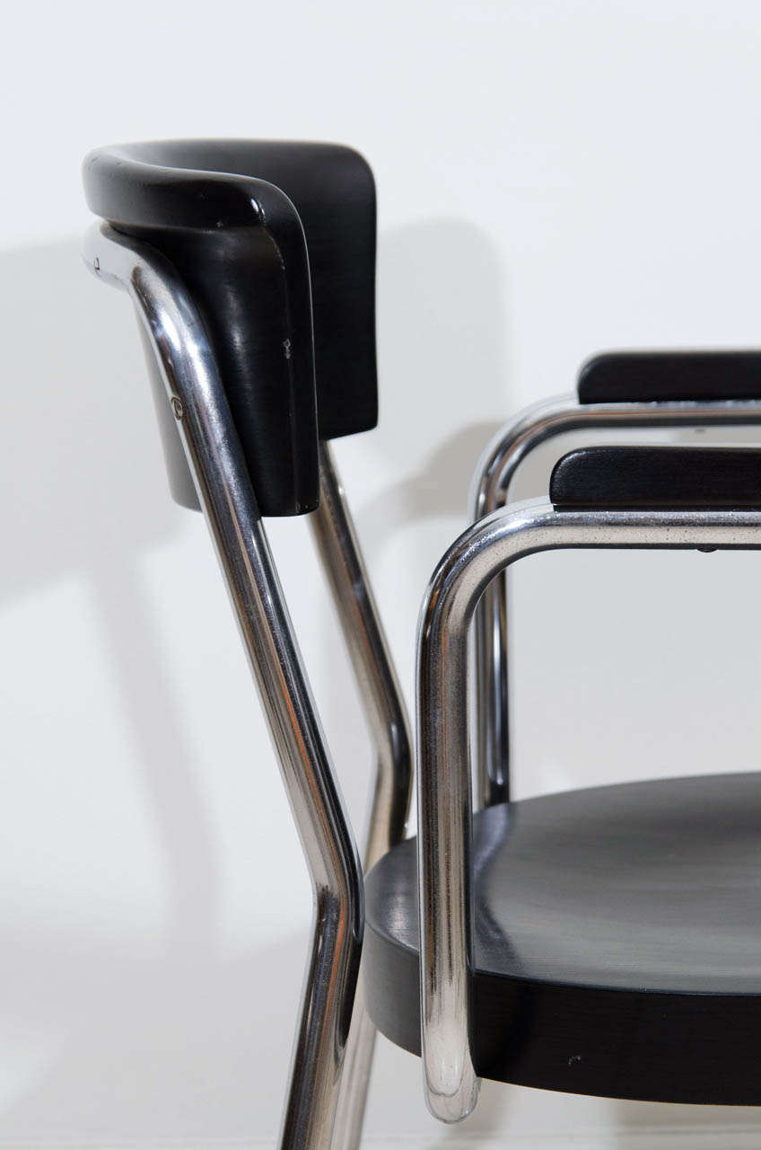 Tubular Steel and Black Lacquer Desk Chair by Thonet In Good Condition In New York, NY