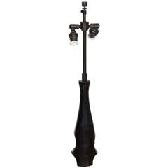 Rare Roger Caproin Black Sculptural Ceramic Table Lamp 3
