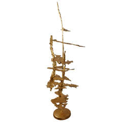 1970s Metal Gilded Tree