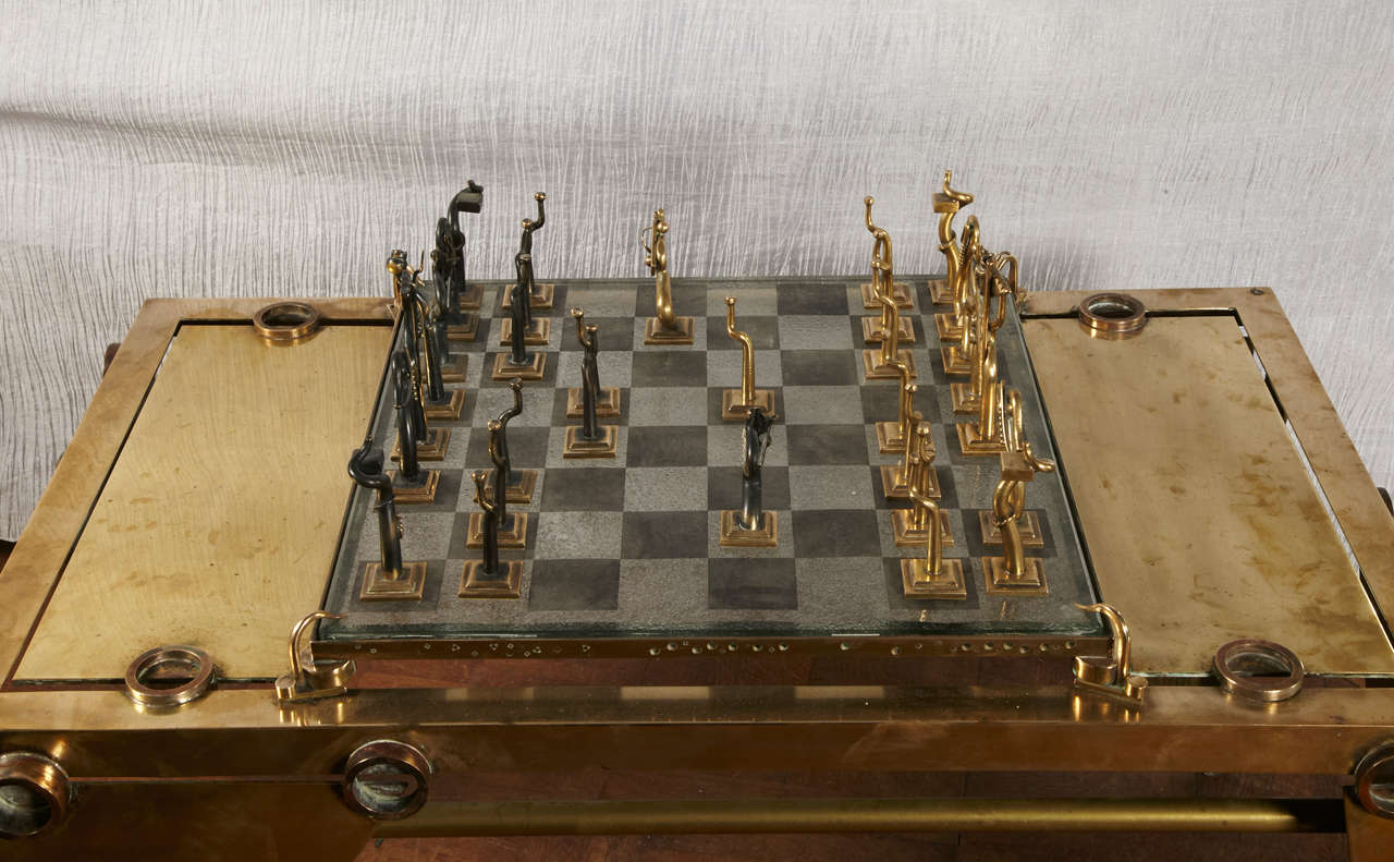 French 1990s Chess Table by Michel Kiriliuk For Sale