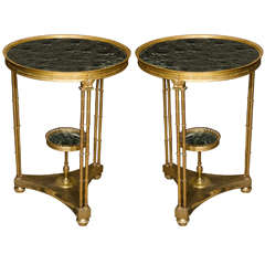 Pair of Louis XVI Style Bronze and Marble Gueridons