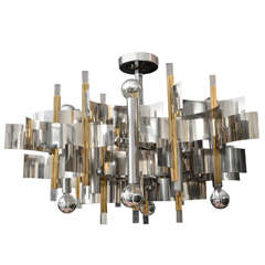 Sciolari Chrom and Brass Chandelier