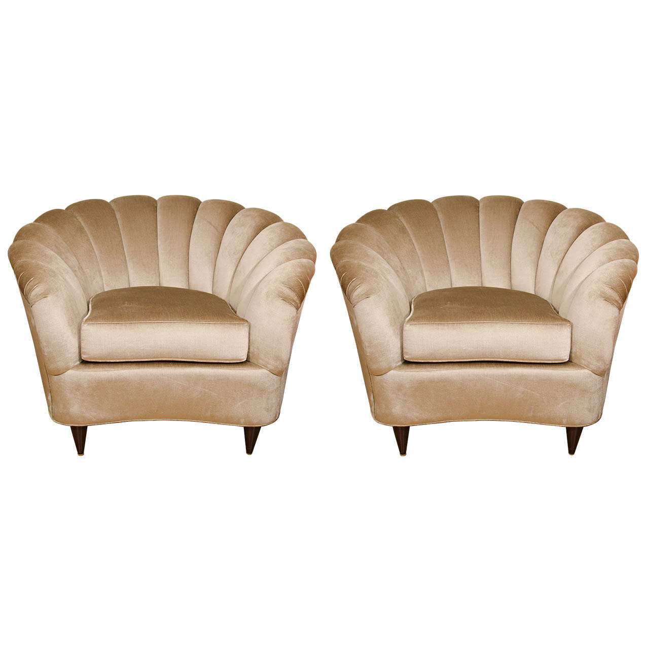 Pair Of Fan Back Upholstered Club Chairs