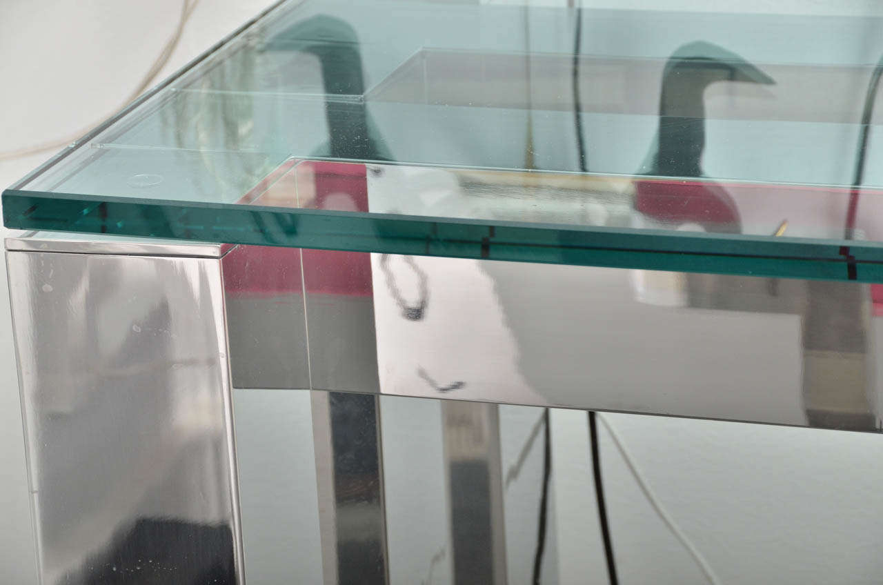 American Chrome and Glass Console Table