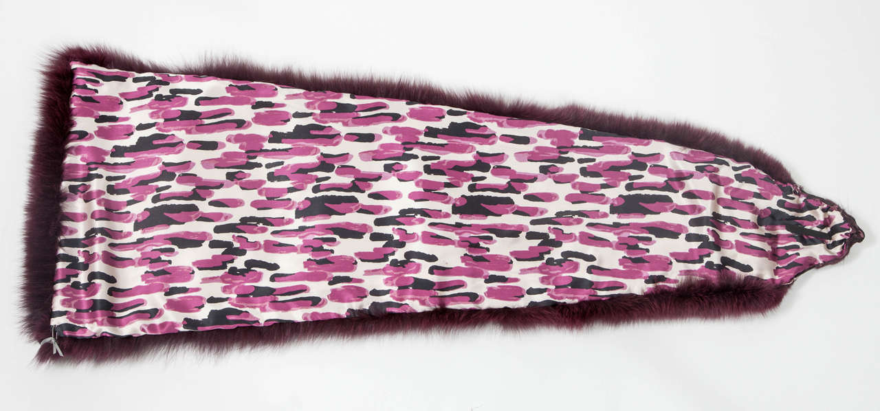 Art Deco Fox Wrap, by Area ID, Burgundy Color, Fur Stole, Fox Full Skin, Contemporary For Sale
