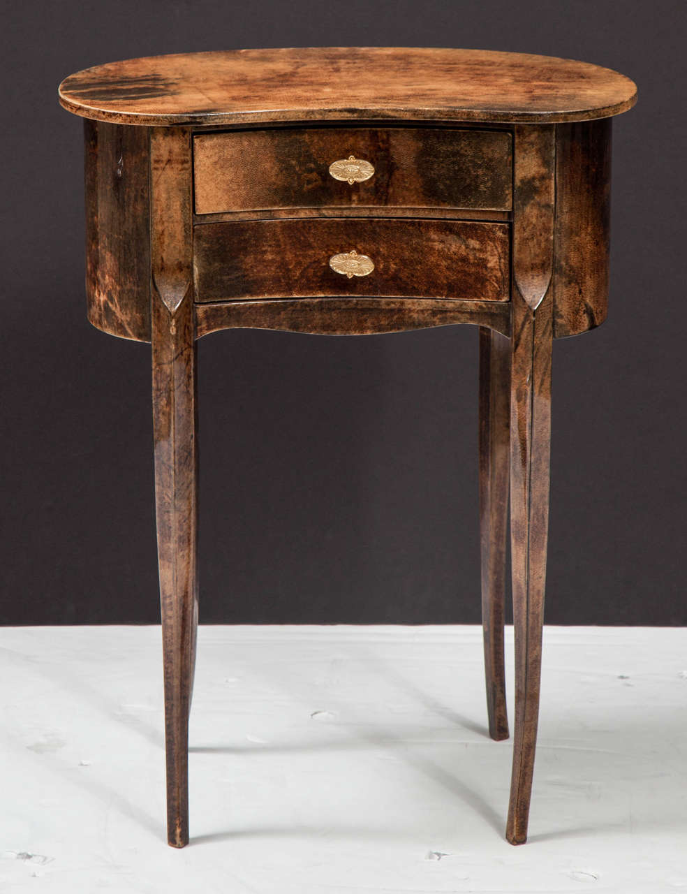 Rare side table covered with parchment designed by Aldo Tura.