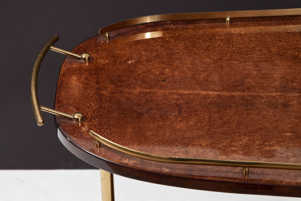 French Bar Trolley Covered with Goatskin by Aldo Tura
