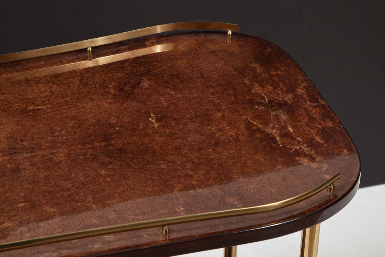 Bar Trolley Covered with Goatskin by Aldo Tura In Excellent Condition In New York, NY