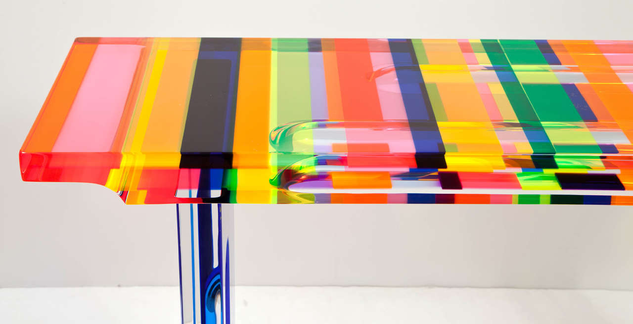 French 1970s Acrylic Console Attributed to Jean-Claude Farhi