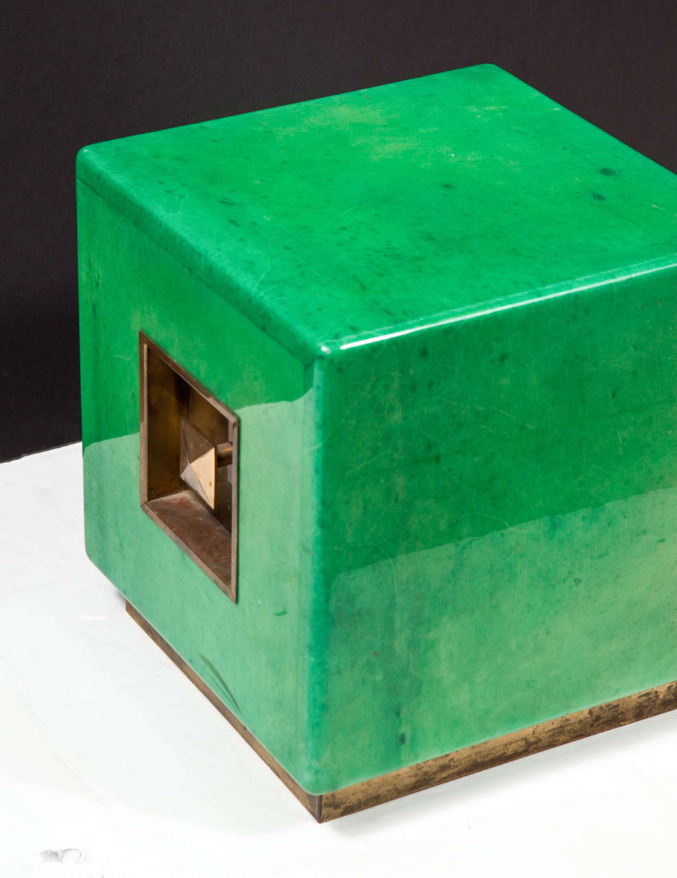 Italian Goatskin Cube Table by Aldo Tura