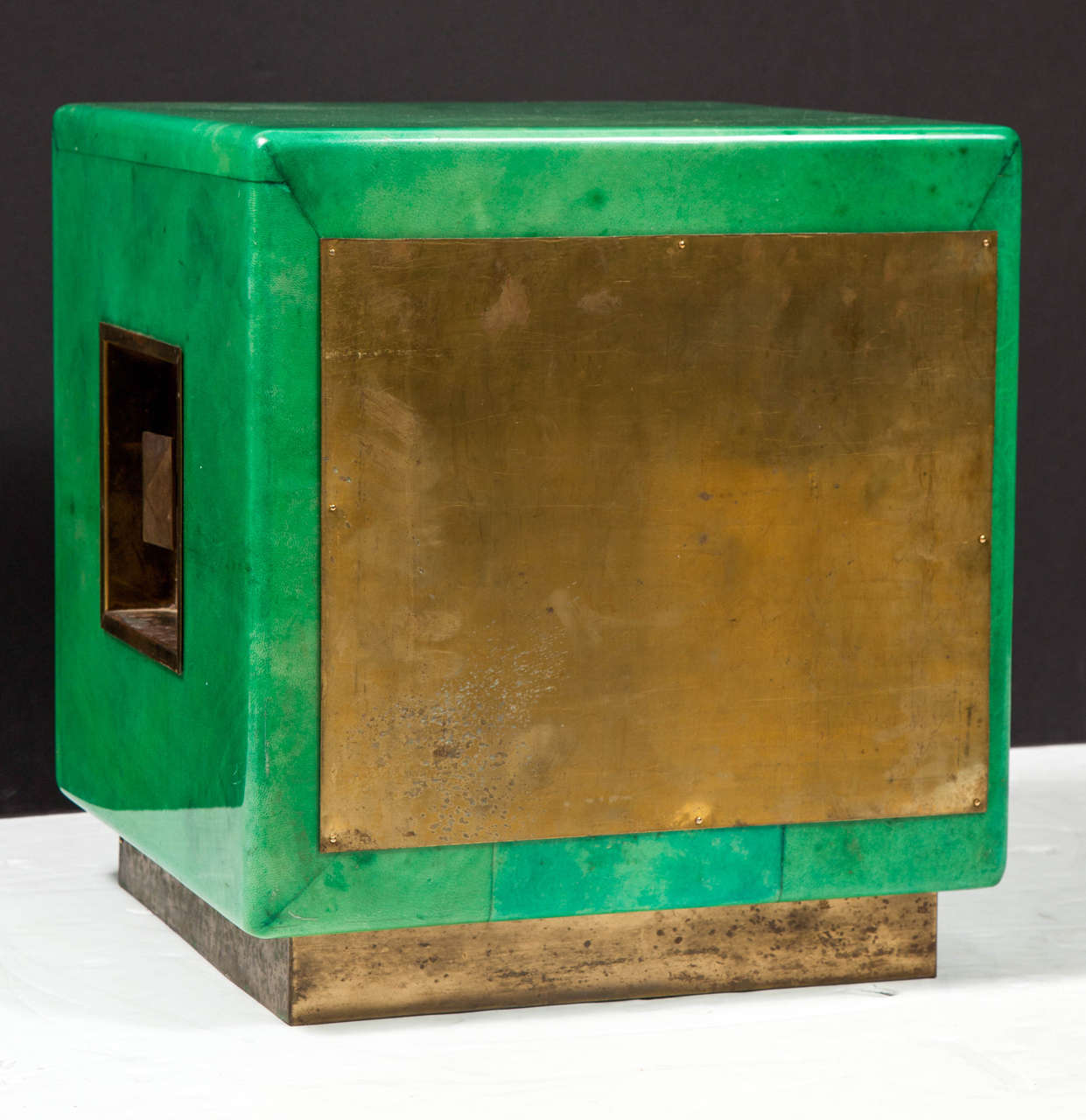 Goatskin Cube Table by Aldo Tura In Good Condition In New York, NY
