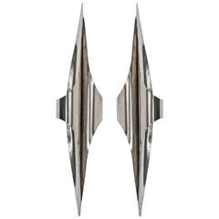 Huge Pair of Steel Sconces by Maison Charles