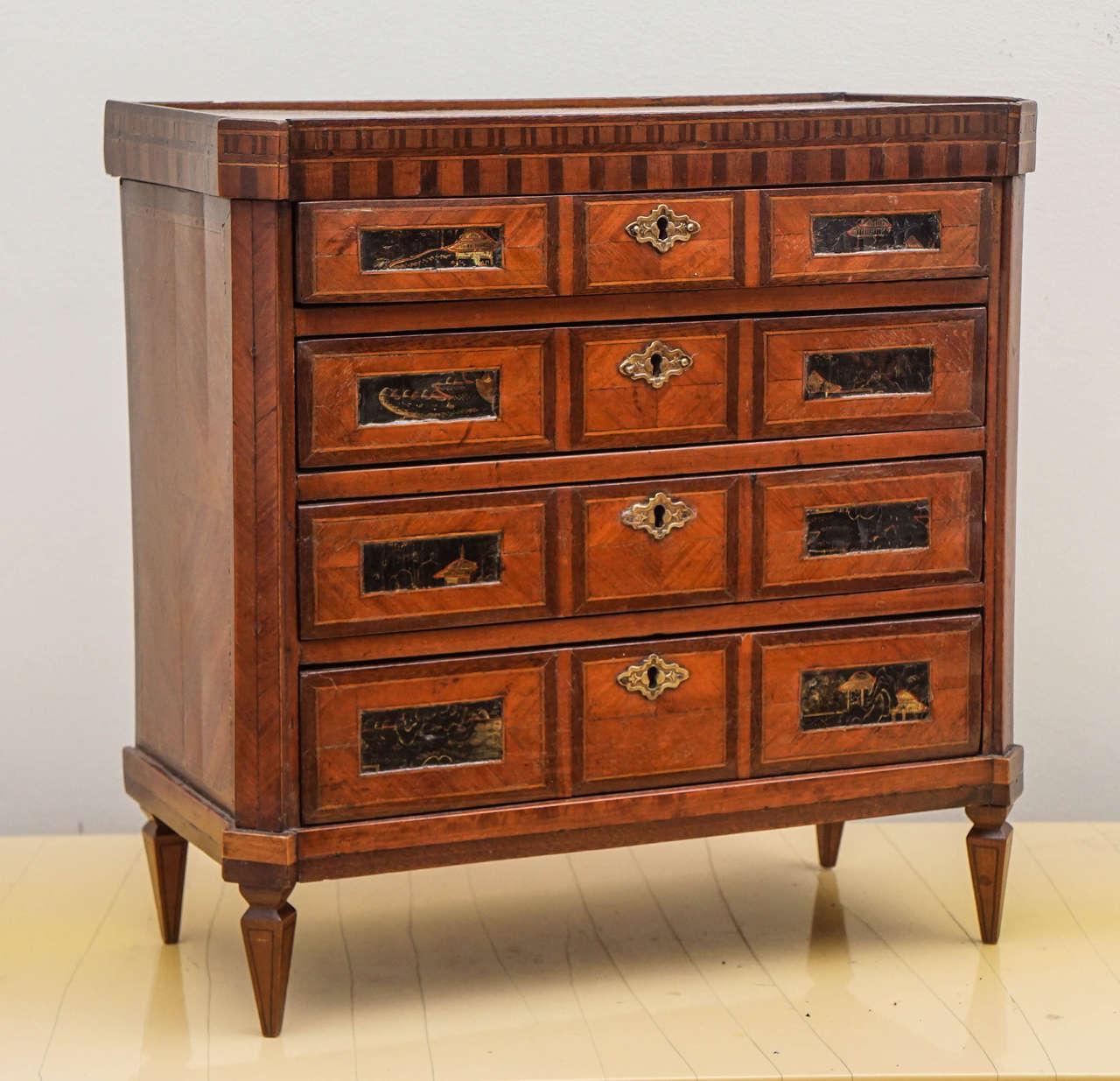 Louis Philippe Diminutive French Marquetry Chest For Sale