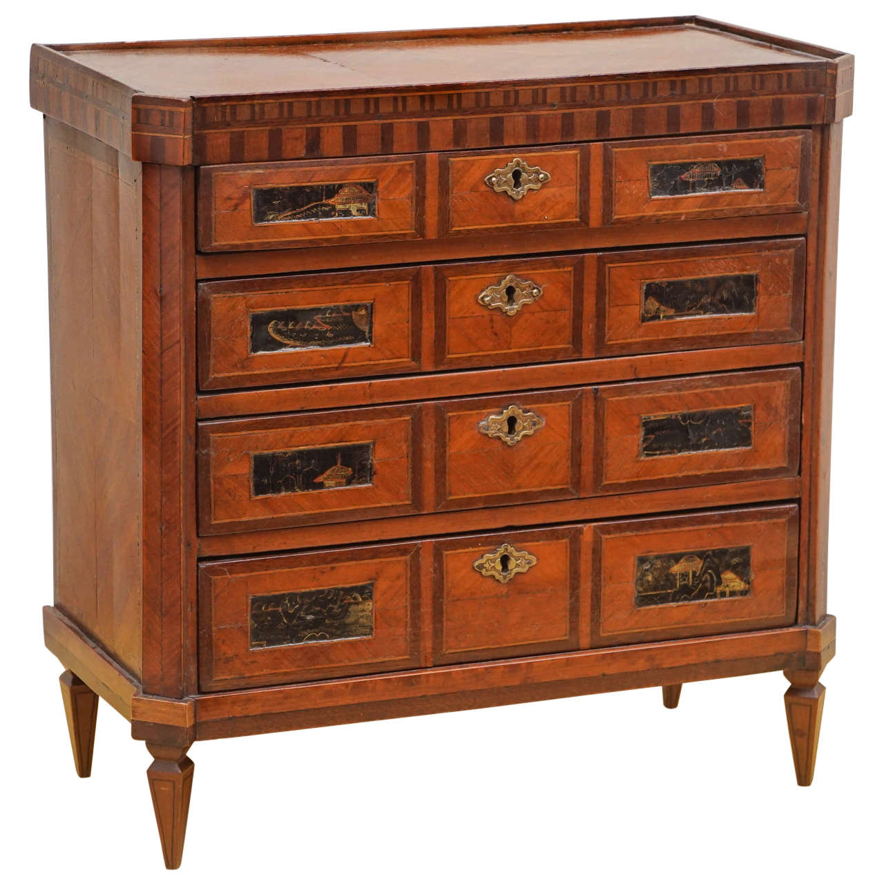 Diminutive French Marquetry Chest For Sale