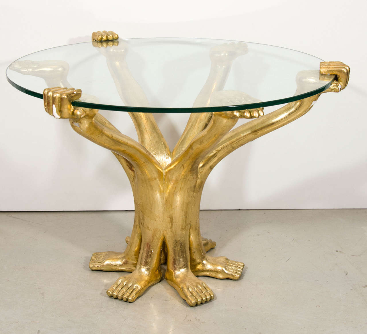 Signed Pedro Friedeberg Gilded Hand Foot Table
