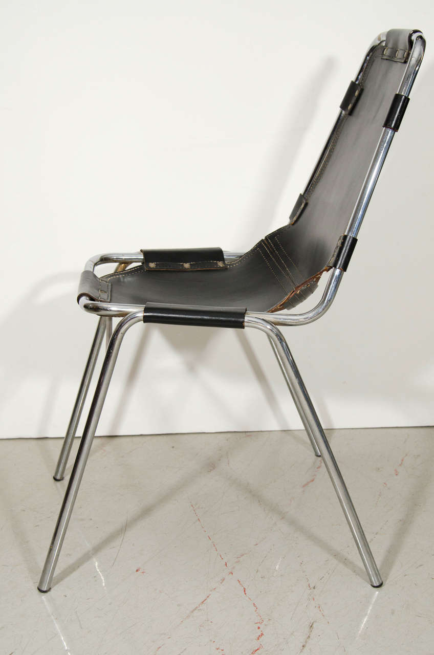 Chrome Set of Four Les Arcs Ski Resort Chairs by Charlotte Perriand