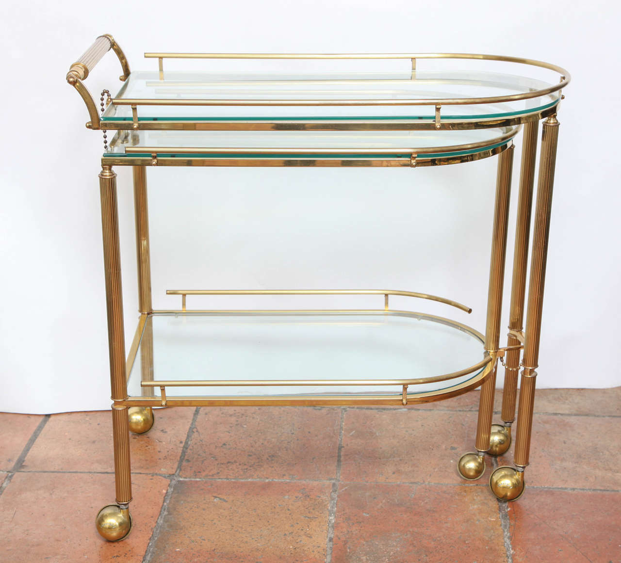 Brass Articulated Classical Tea Cart or Bar Cart