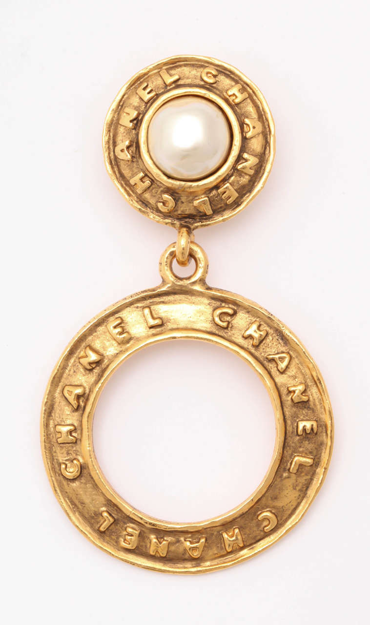 Modern Chanel Pearl Hoop Earrings by Victoire de Castellane